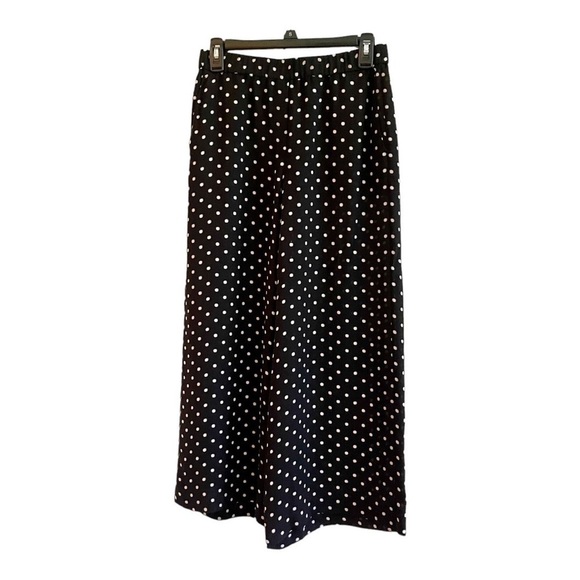 THEORY, WIDE LEG, CROP PANTS. FLUID PULL ON, BLACK & WHITE POLKA DOT. SIZE S - Picture 5 of 7
